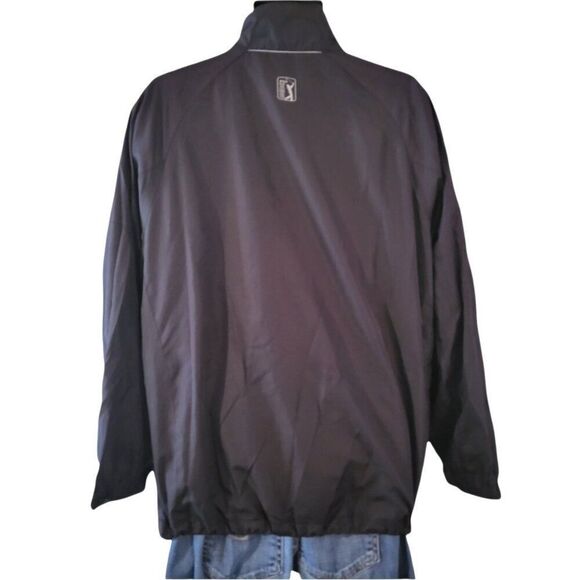 Golf PGA Tour Jacket Men Sz L Lightweight Full Zip Black Long Sleeve Athleisure - Picture 4 of 5